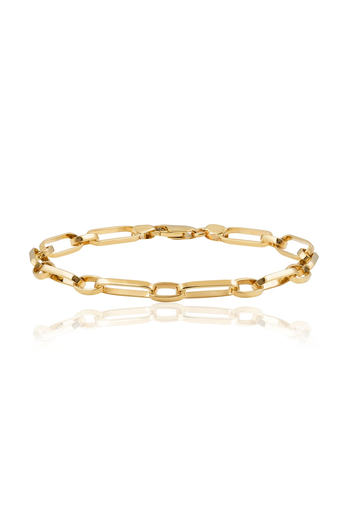 Yellow Gold 19cm Solid Squared Paperclip Medium 1+1 Bracelet from LeGassick Jewellery, Gold Coast, Australia.