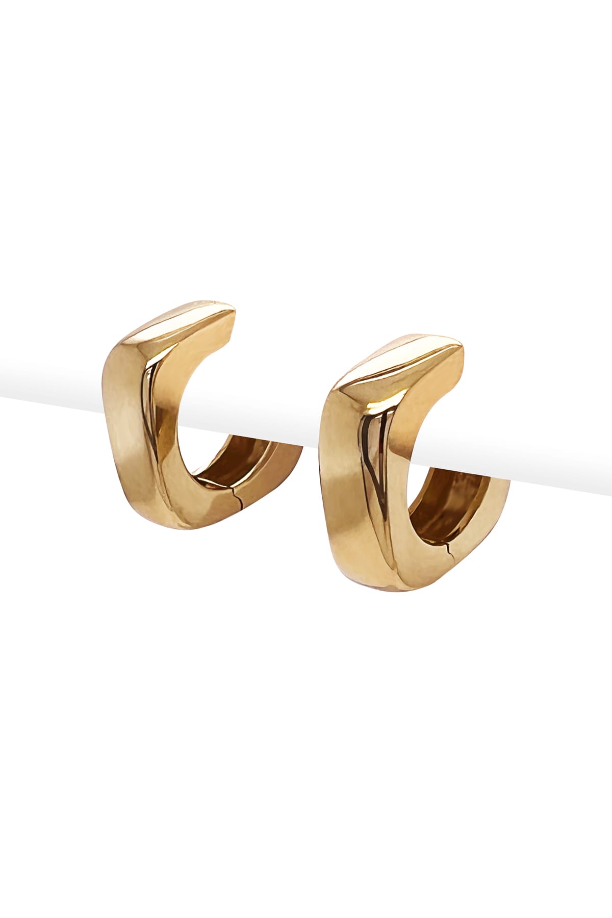 9ct Yellow Gold Fancy Square Style Huggie Earrings available at LeGassick Diamonds and Jewellery Gold Coast, Australia.