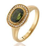 Green Sapphire & Diamond Set Ring In 9 Carat Yellow Gold from LeGassick Fine Jewellery.