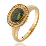 Green Sapphire & Diamond Set Ring In 9 Carat Yellow Gold from LeGassick Fine Jewellery.