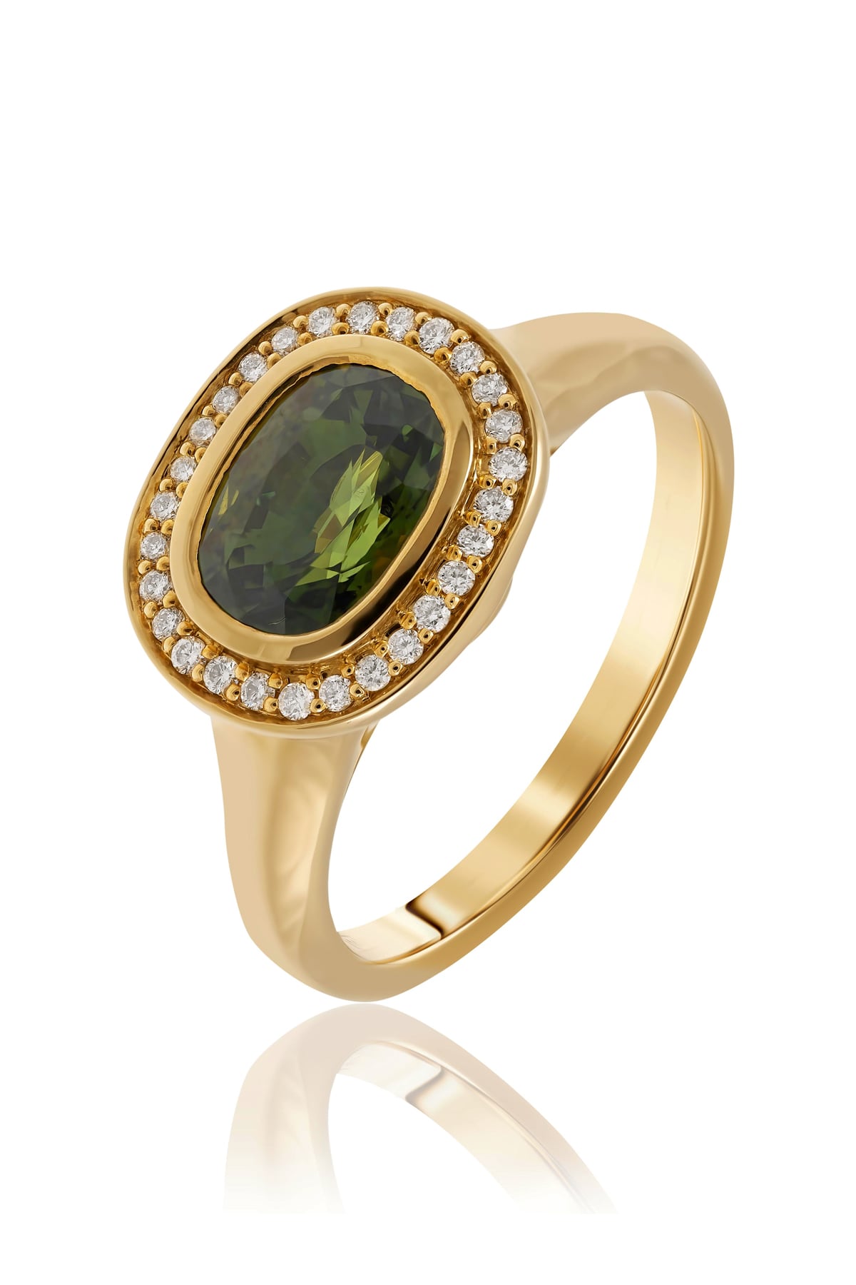 Green Sapphire & Diamond Set Ring In 9 Carat Yellow Gold from LeGassick Fine Jewellery.