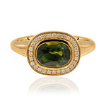 Green Sapphire & Diamond Set Ring In 9 Carat Yellow Gold from LeGassick Fine Jewellery.