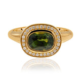 Green Sapphire & Diamond Set Ring In 9 Carat Yellow Gold from LeGassick Fine Jewellery.