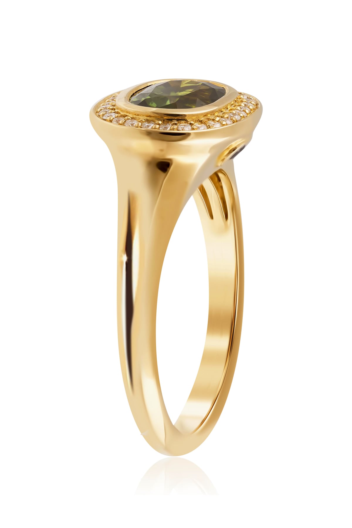 Green Sapphire & Diamond Set Ring In 9 Carat Yellow Gold from LeGassick Fine Jewellery.