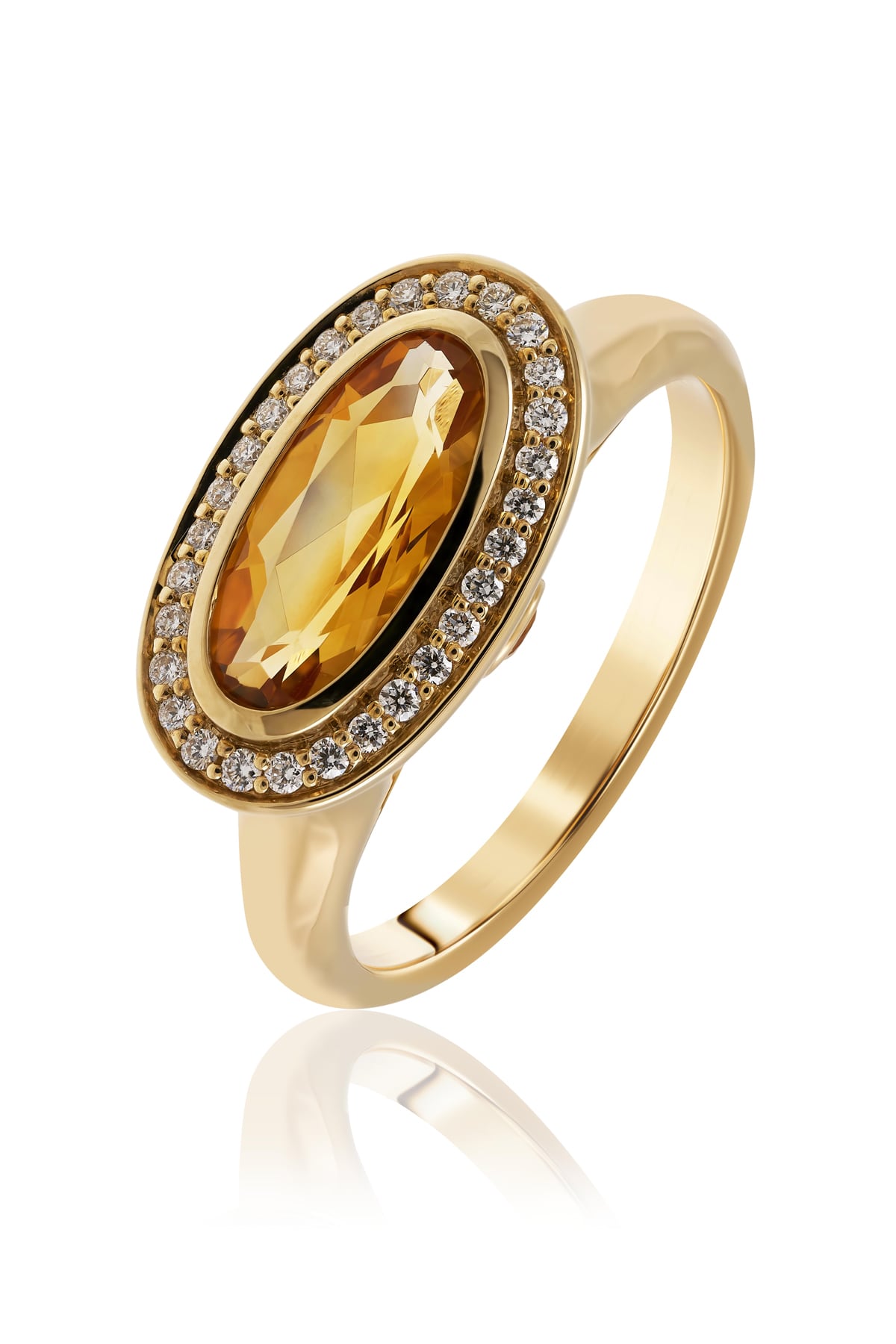 Oval Citrine & Diamond Set Ring In Yellow Gold from LeGassick Fine Jewellery.