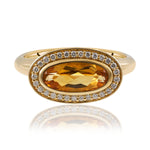 Oval Citrine & Diamond Set Ring In Yellow Gold from LeGassick Fine Jewellery.