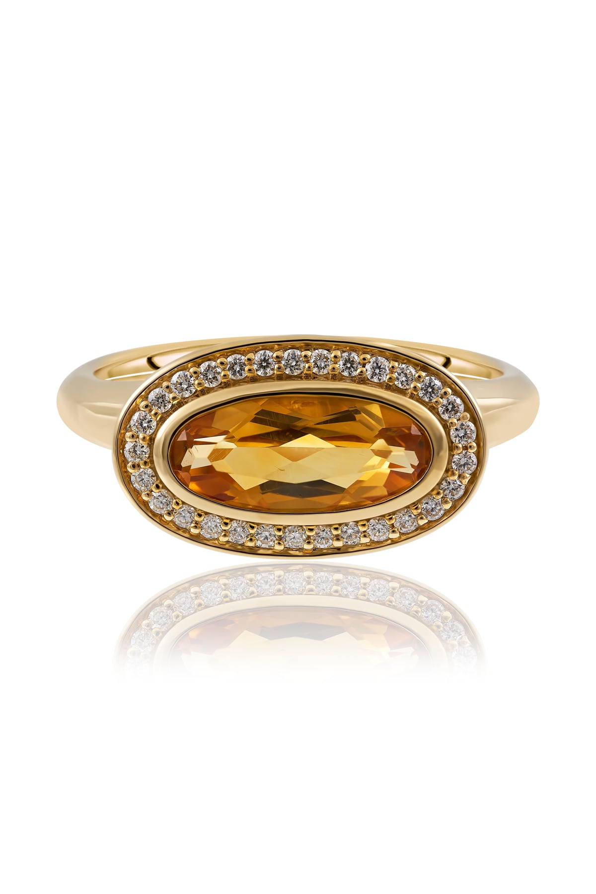 Oval Citrine & Diamond Set Ring In Yellow Gold from LeGassick Fine Jewellery.