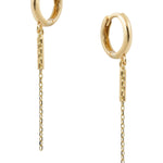 Yellow Gold Plain Huggie Earrings with Chain and Bar Drop from LeGassick Jewellery, Gold Coast, Australia.