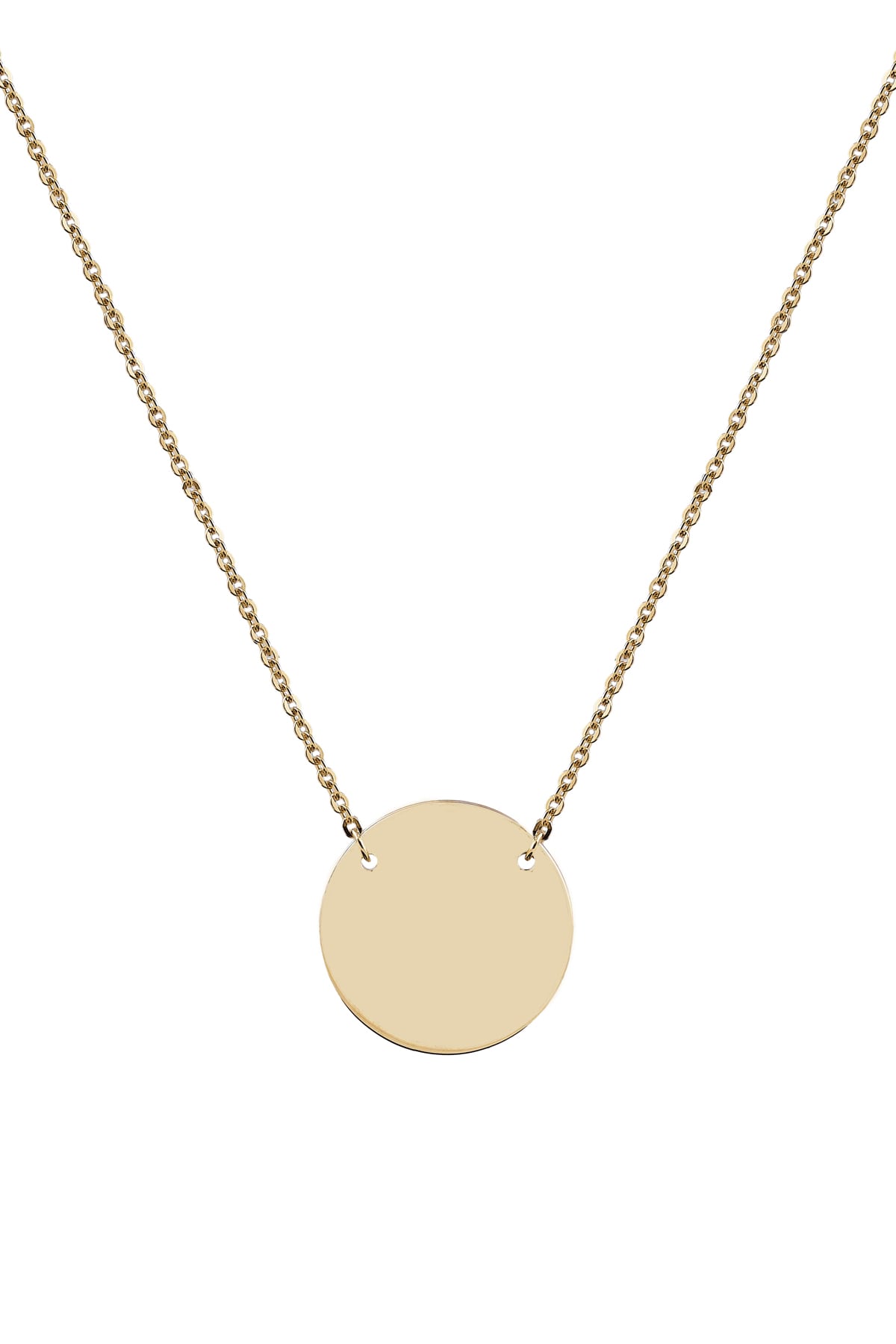 Yellow Gold Round 15mm Disc on 45cm Chain Necklet from LeGassick Jewellery, Gold Coast, Australia.