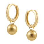 Yellow Gold Sliding Ball Drop on Plain Huggie Earrings from LeGassick Jewellery, Gold Coast, Australia.