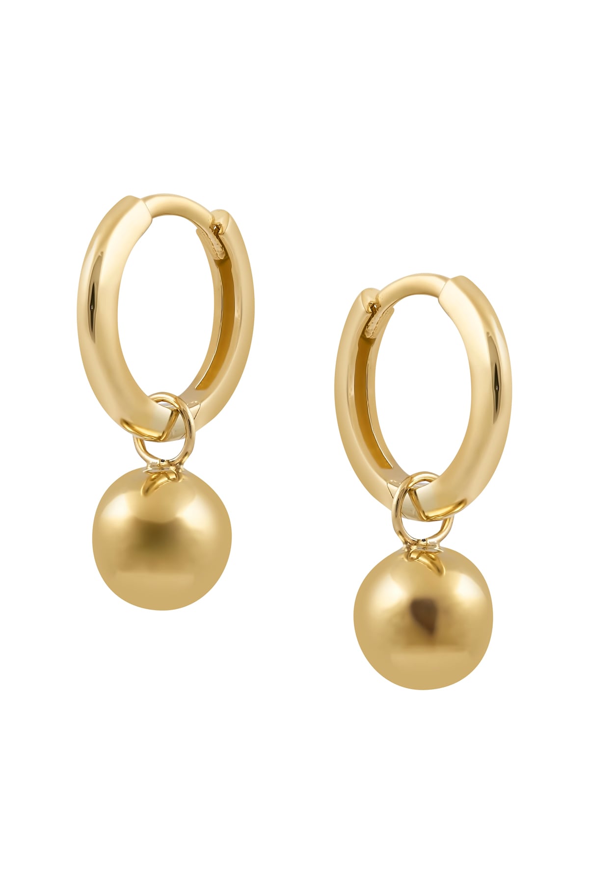 Yellow Gold Sliding Ball Drop on Plain Huggie Earrings from LeGassick Jewellery, Gold Coast, Australia.