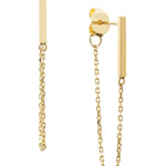 Yellow Gold Vertical Plain Bar with Chain Drop Stud Earrings from LeGassick Jewellery, Gold Coast, Australia.