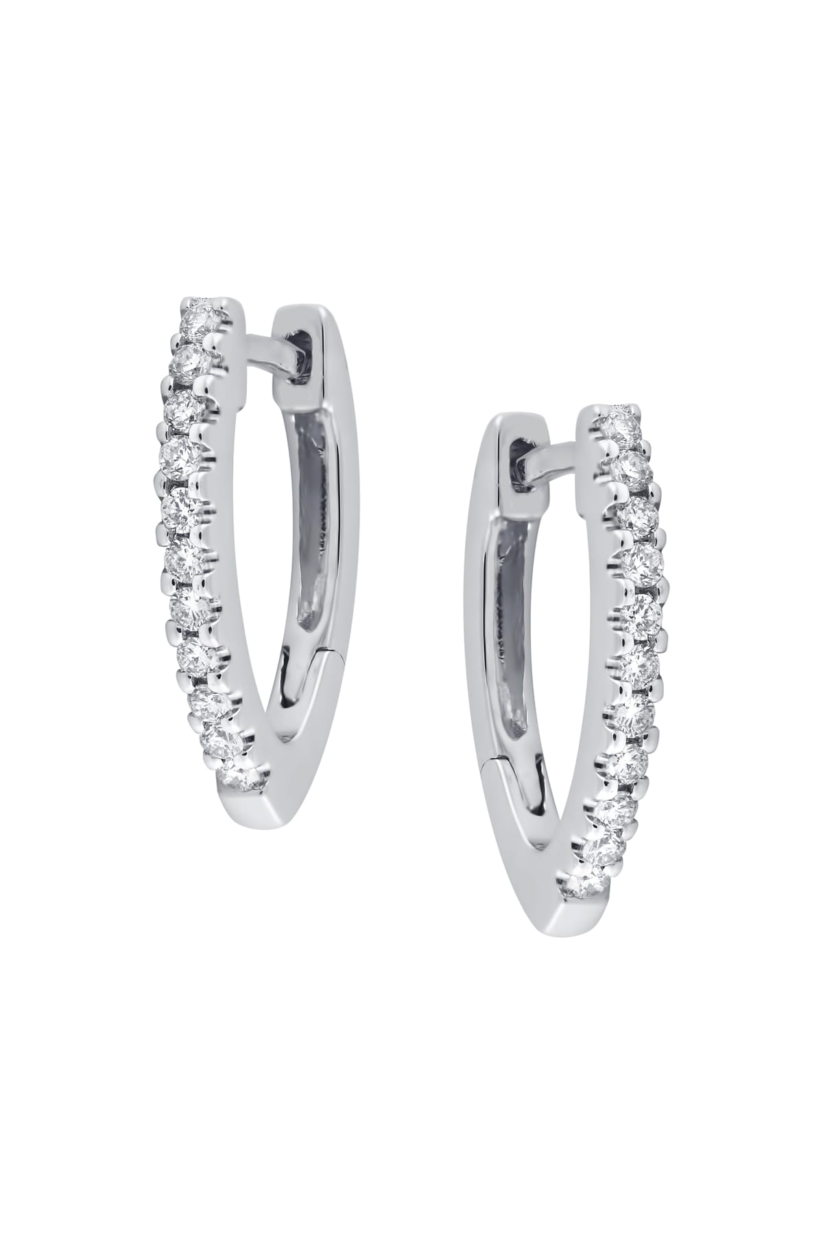 Diamond Set V-shaped Huggie Earrings In 9ct White Gold from LeGassick.