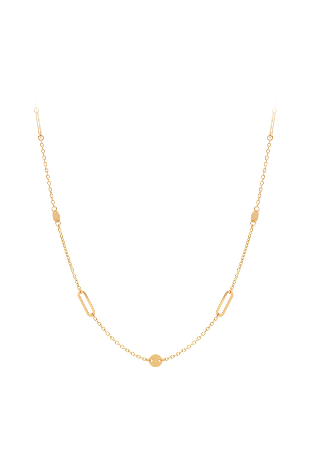 Fancy Paperclip Link Disc Chain In Yellow Gold from LeGassick.