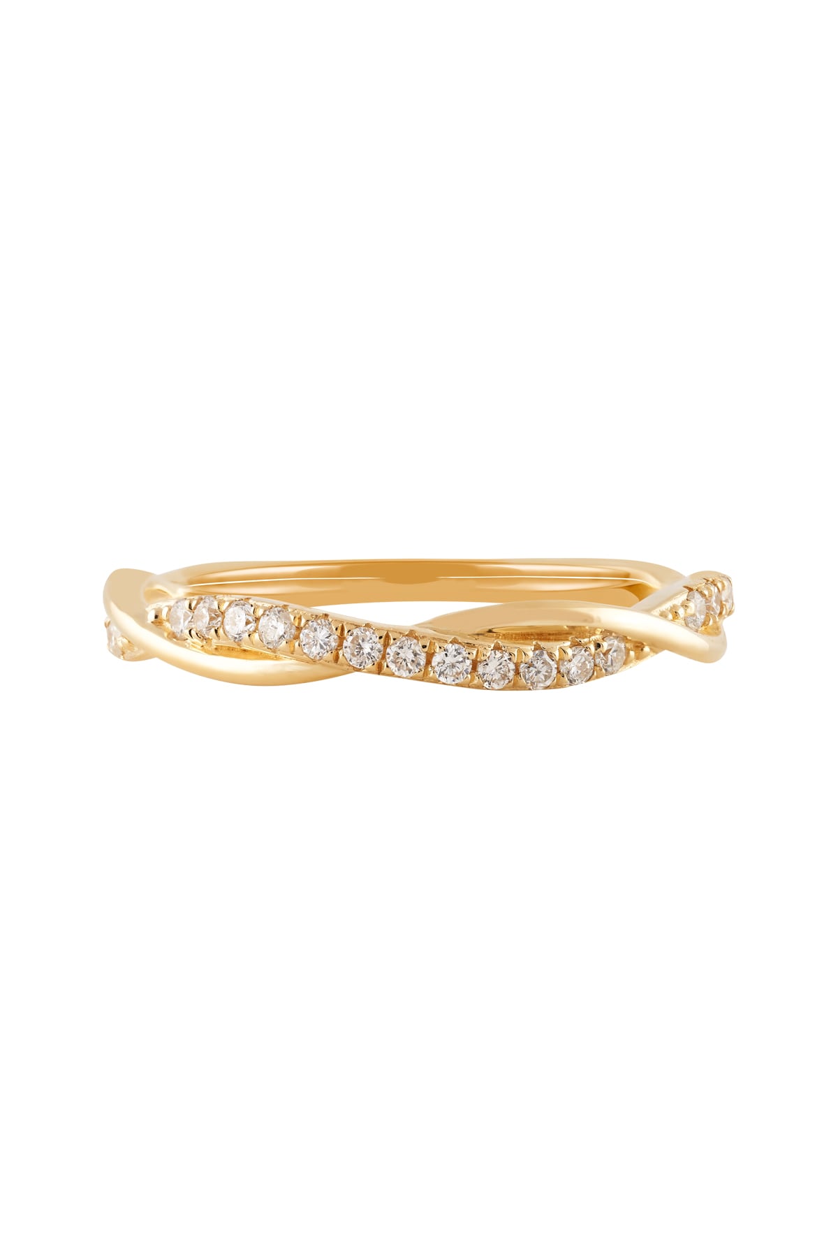 9ct Yellow Gold Twisted Style Diamond Band from LeGassick.