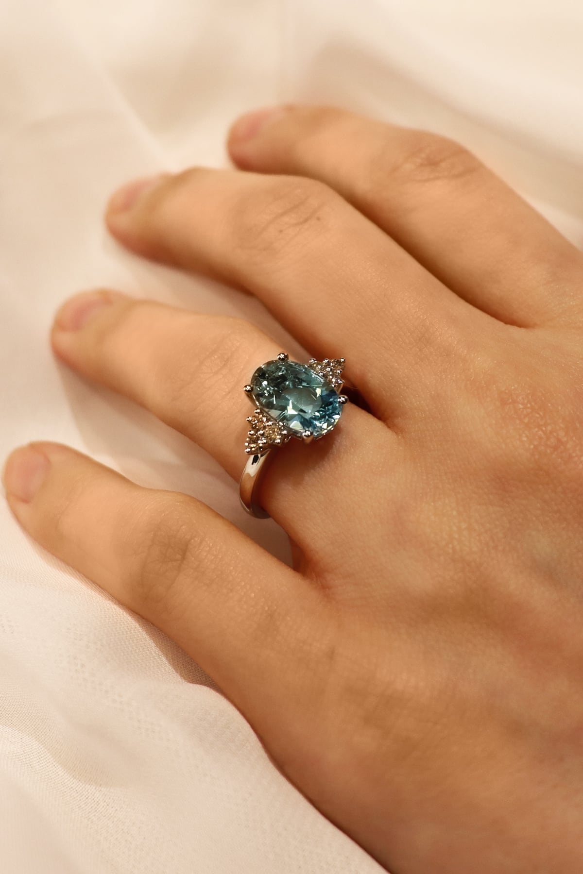 Aquamarine & Diamond Set Ring in 18ct White Gold from LeGassick Jewellery Gold Coast, Australia.