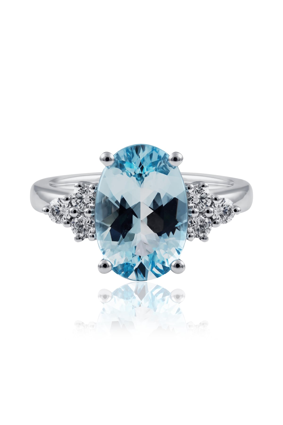 Aquamarine & Diamond Set Ring in 18ct White Gold from LeGassick Jewellery Gold Coast, Australia.