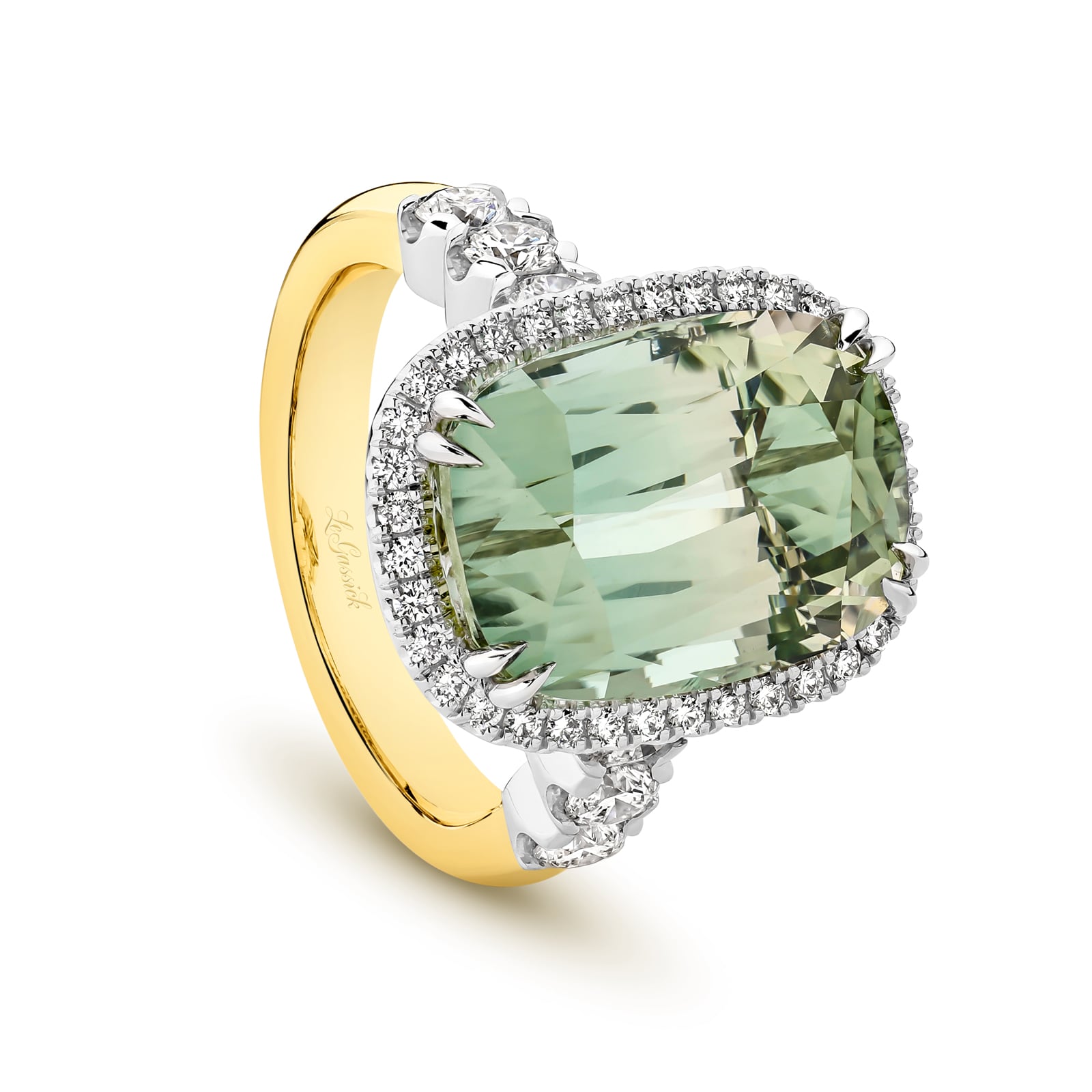 Asherah, a breathtaking 11.33ct natural green tourmaline and diamond ring. Part of the Beyond Luxury Collection by LeGassick.