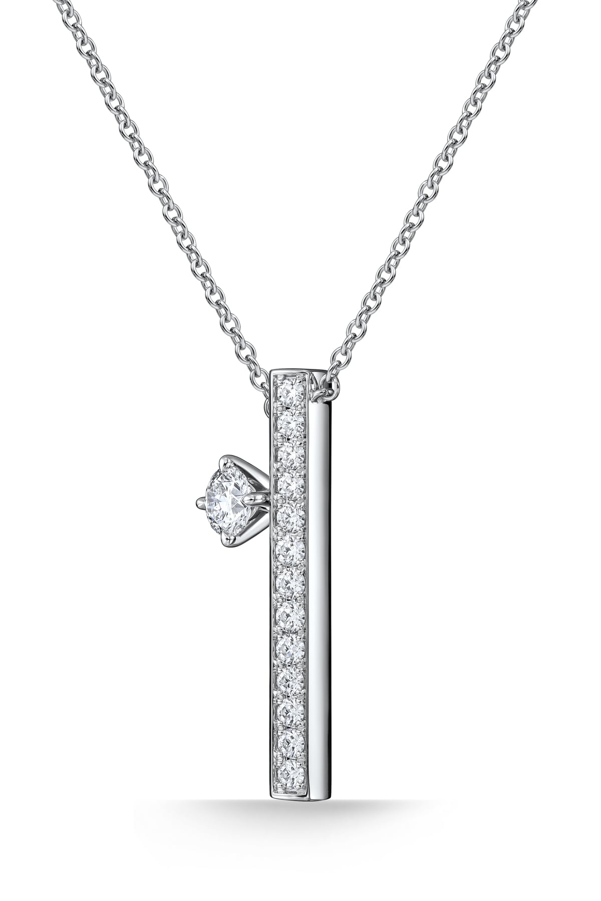 Barre Floating Single Diamond Pave Pendant Necklace from Hearts On Fire from LeGassick Jewellery Gold Coast, Australia.