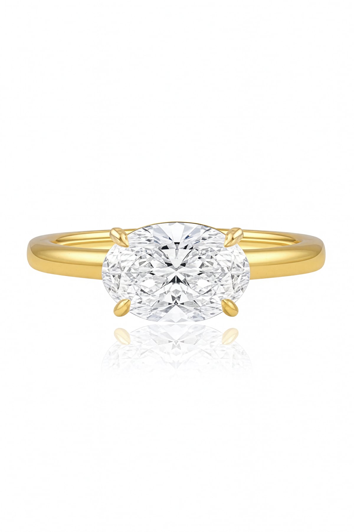 Blair... 2 Carat Oval 4 Claw Solitaire East West Lab Created Diamond Set Ring from The Madison Collection exclusive to LeGassick Jewellery.