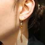 Citrine and Diamond Set Drop Huggie Style Earrings in 18k Yellow Gold from LeGassick Jewellery Gold Coast, Australia.