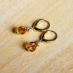 Citrine and Diamond Set Drop Huggie Style Earrings in 18k Yellow Gold from LeGassick Jewellery Gold Coast, Australia.