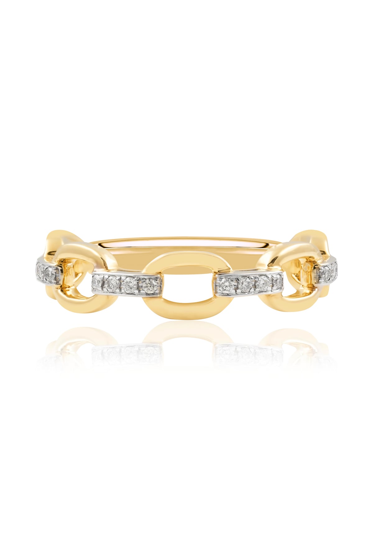 Diamond Set Chain Link Ring Set In Yellow Gold available from LeGassick Jewellery, Gold Coast, Australia. Showrooms at Pacific Fair and Runaway Bay Centre.