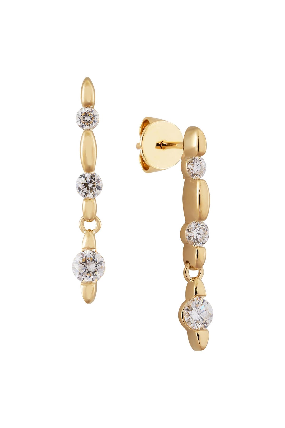 Diamond Set Drop Style Stud Earrings set in 18ct Yellow Gold available at LeGassick Diamonds and Jewellery Gold Coast, Australia.