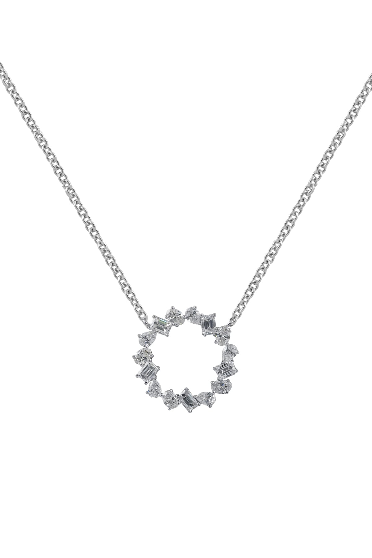 Diamond Set Fancy Circle Pendant with Chain in 18k White Gold from LeGassick Jewellery Gold Coast, Australia.