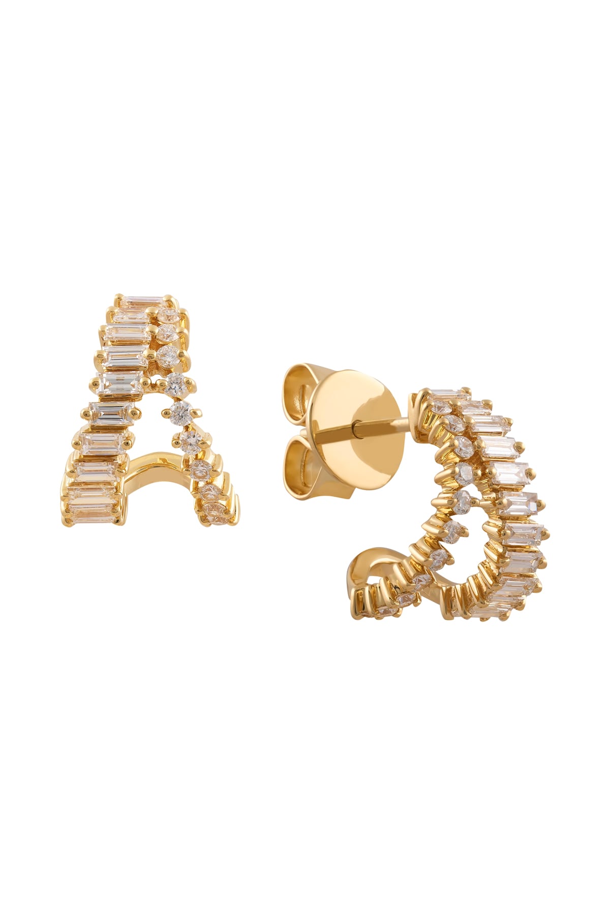 Diamond Set Fancy Split Stud Earrings in 18k Yellow Gold from LeGassick Jewellery Gold Coast, Australia.