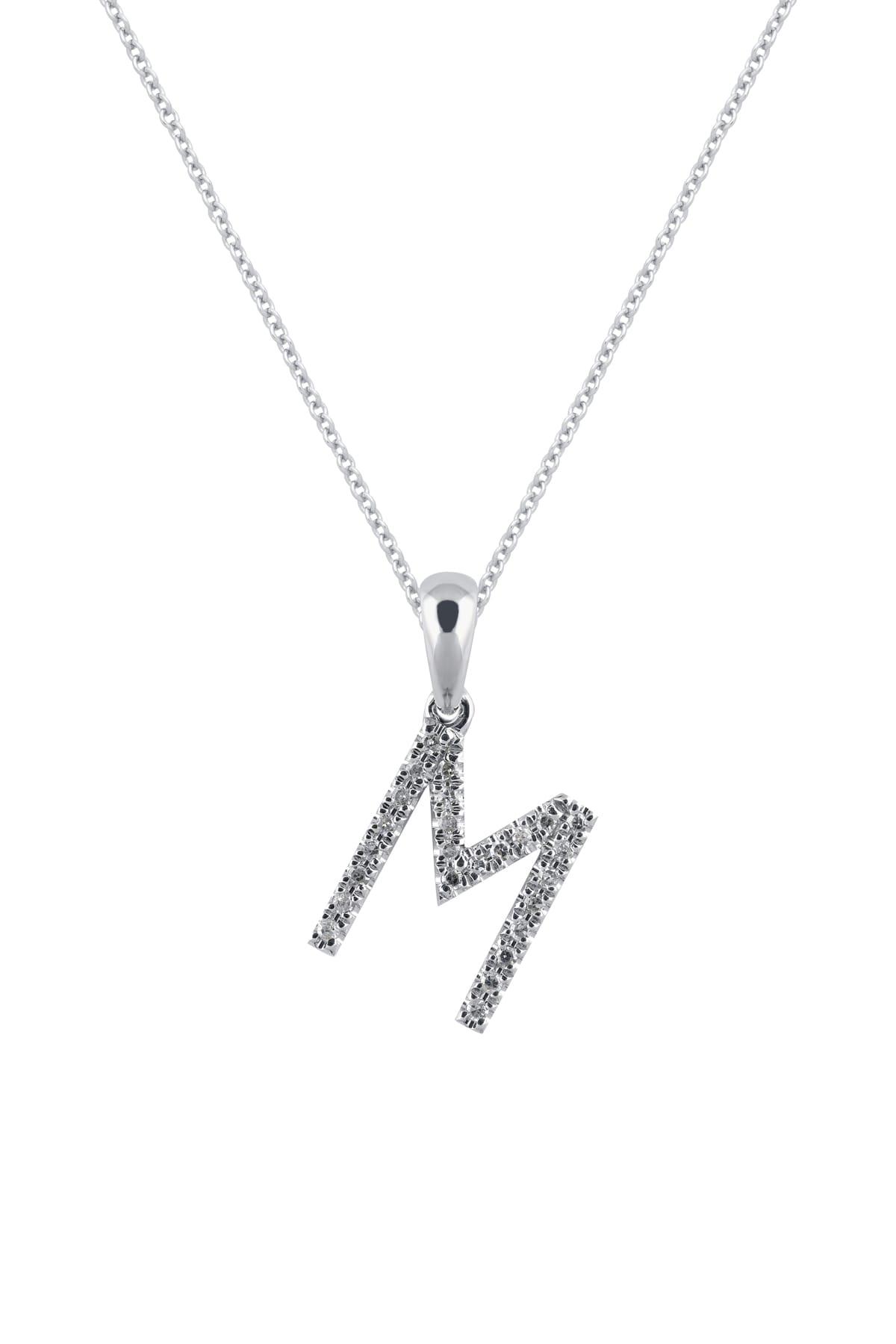 Letter M Diamond Set Initial Pendant In Gold from LeGassick Jewellery Gold Coast, Australia.