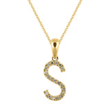 Letter S Diamond Set Initial Pendant In Gold from LeGassick Jewellery Gold Coast, Australia.