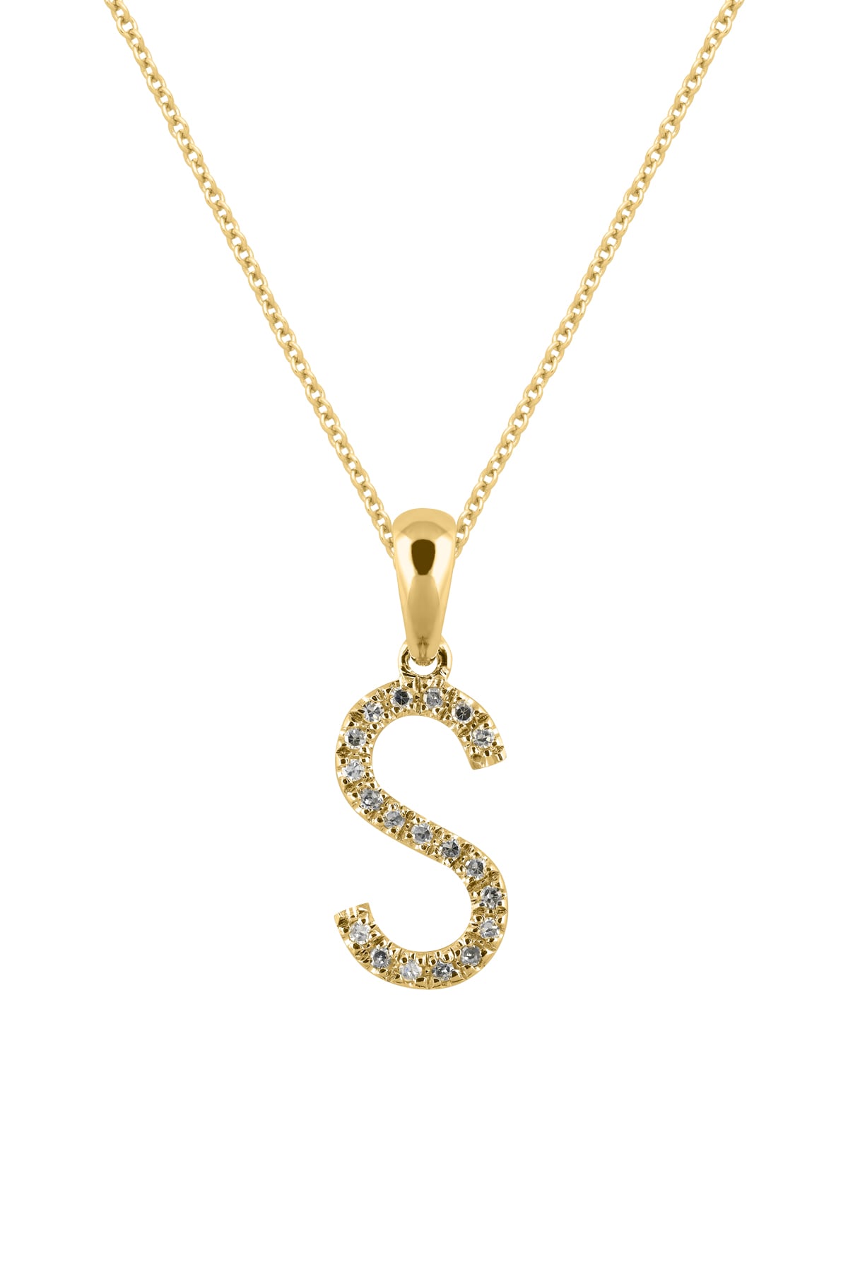 Letter S Diamond Set Initial Pendant In Gold from LeGassick Jewellery Gold Coast, Australia.