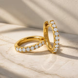 Diamond Set Oval Huggie Earrings 0.40 Carat