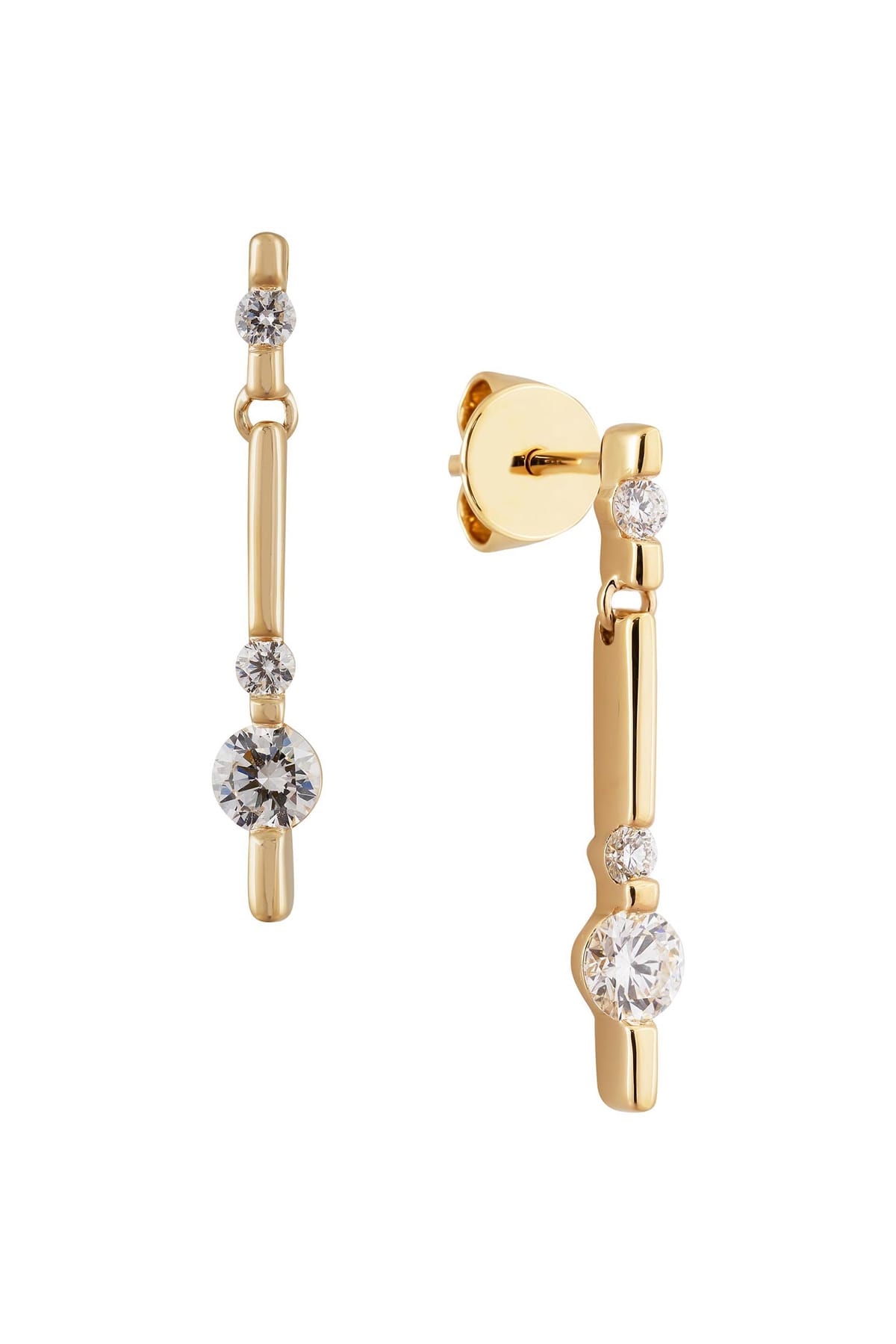Drop Bar Style Diamond Stud Earrings set in 18ct Yellow Gold available at LeGassick Diamonds and Jewellery Gold Coast, Australia.