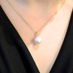 Edison Freshwater Pearl & Diamond Set Pendant in 9ct Yellow Gold from LeGassick Jewellery Gold Coast, Australia.