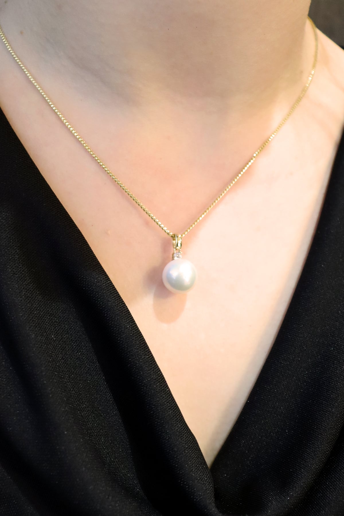 Edison Freshwater Pearl & Diamond Set Pendant in 9ct Yellow Gold from LeGassick Jewellery Gold Coast, Australia.