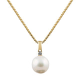 Edison Freshwater Pearl & Diamond Set Pendant in 9ct Yellow Gold from LeGassick Jewellery Gold Coast, Australia.