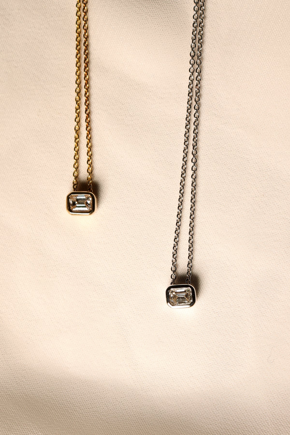 Emerald Cut Diamond Slider Pendant and Chain in 9ct Yellow Gold from LeGassick Jewellery Gold Coast, Australia.