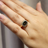 Green Sapphire & Diamond Set Ring In 9 Carat Yellow Gold from LeGassick Fine Jewellery.