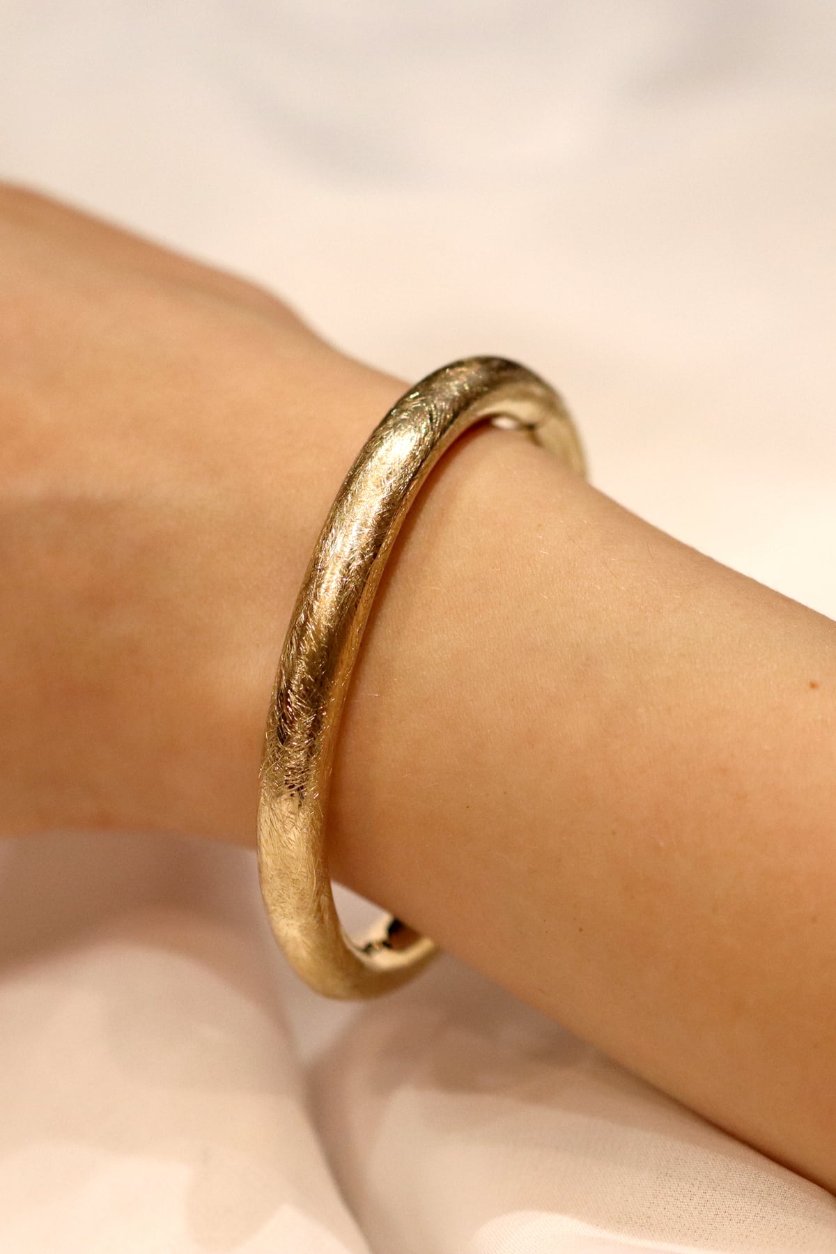 Italian Ice/Brushed Finish Designer Hinged Bangle from LeGassick Fine Jewellery, Gold Coast, Australia.