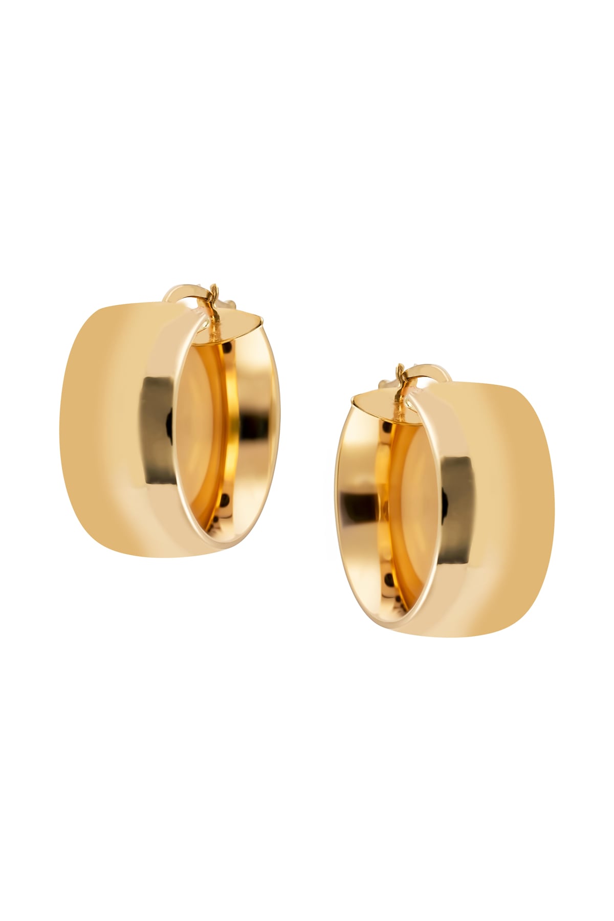 Italian Wide Flat Hoop Earrings in 14ct Yellow Gold from LeGassick Jewellery Gold Coast, Australia.