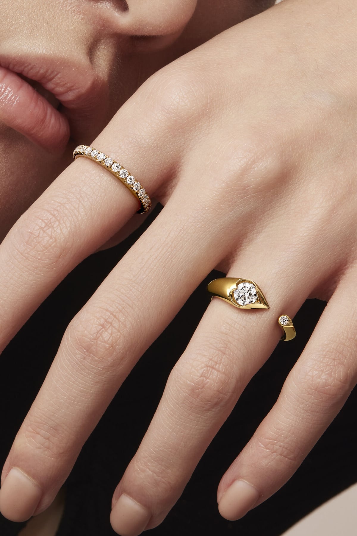 LU Open Droplet Ring In Yellow Gold From Hearts On Fire exclusive to LeGassick Jewellery, Gold Coast, Australia.