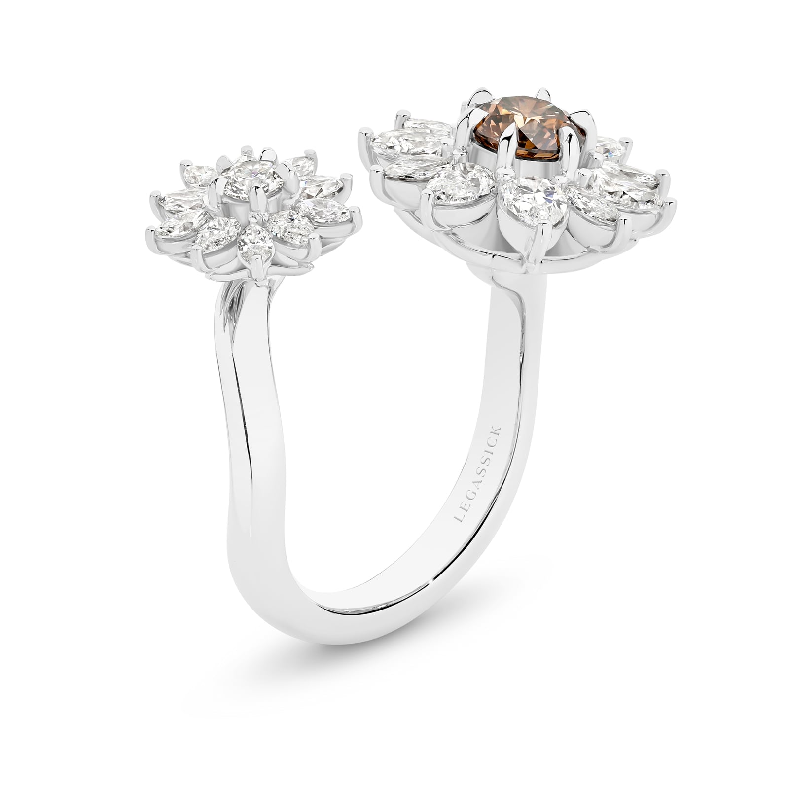 Lili Anne is a mesmerising Natural Cognac & White Diamond ring set in white gold. She was designed and handcrafted by LeGassick's Master Jewellers and a member of the Beyond Luxury Collection.