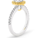 Lucy is a stunning 1 carat white diamond ring with a yellow diamond halo. Part of the Beyond Luxury Collection from LeGassick.