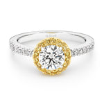 Lucy is a stunning 1 carat white diamond ring with a yellow diamond halo. Part of the Beyond Luxury Collection from LeGassick.
