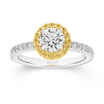 Lucy is a stunning 1 carat white diamond ring with a yellow diamond halo. Part of the Beyond Luxury Collection from LeGassick.