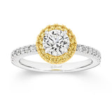Lucy is a stunning 1 carat white diamond ring with a yellow diamond halo. Part of the Beyond Luxury Collection from LeGassick.