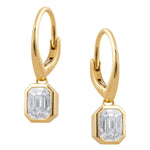 Magic Emerald Cut Diamond Set Drop Huggie Style Earrings in 18k Yellow Gold from LeGassick Jewellery Gold Coast, Australia.