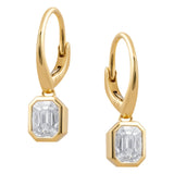 Magic Emerald Cut Diamond Set Drop Huggie Style Earrings in 18k Yellow Gold from LeGassick Jewellery Gold Coast, Australia.